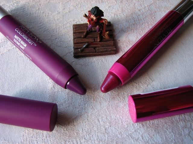 Revlon Lacquer Balm in Whimsical and Revlon Matte Balm in Shameless swatch and review