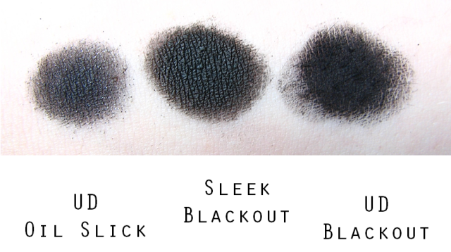 Sleek vs UD shade black swatches